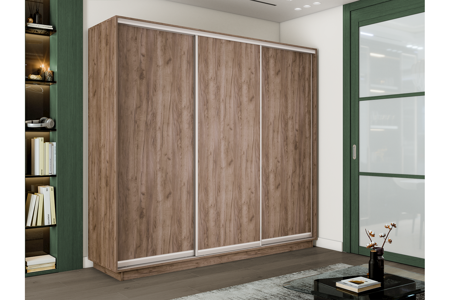 Шкафы-купе - изображение №5 "Шкаф-купе Премиум 3х-дв, 210х240х60, крафт табачный"  на www.Angstrem-mebel.ru