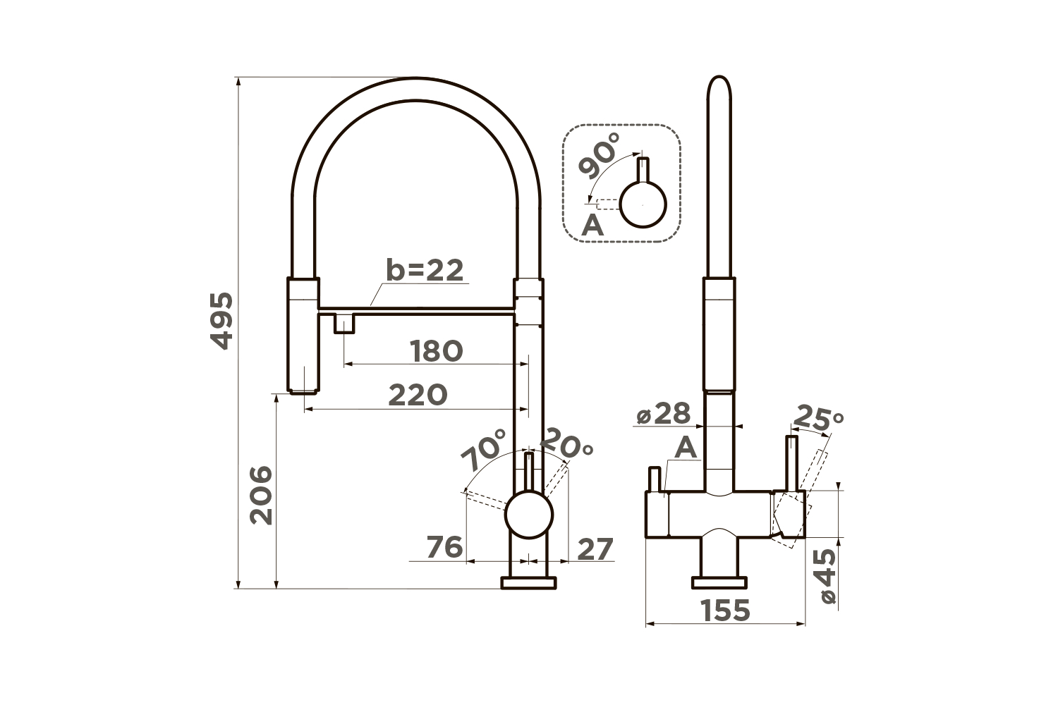 Распродажа - изображение №3 "Смеситель Omoikiri Kanto-LG-BL латунь/светлое золото/черный, 4994014"  на www.Angstrem-mebel.ru