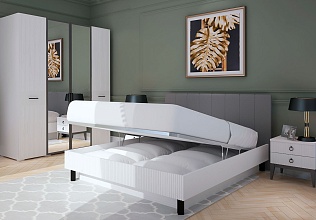 Спальня Хилтон 3, тип кровати Мягкие, цвет Белый премиум